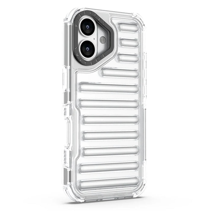 For iPhone 17 Case Stripe Design Anti-Slip Detachable TPU + PC Phone Cover - Transparent - 3