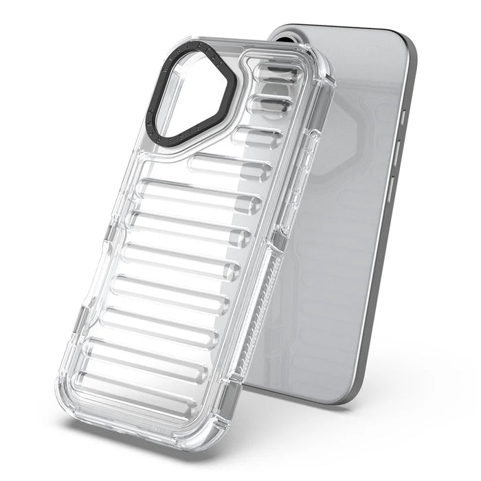For iPhone 17 Case Stripe Design Anti-Slip Detachable TPU + PC Phone Cover - Transparent - 4