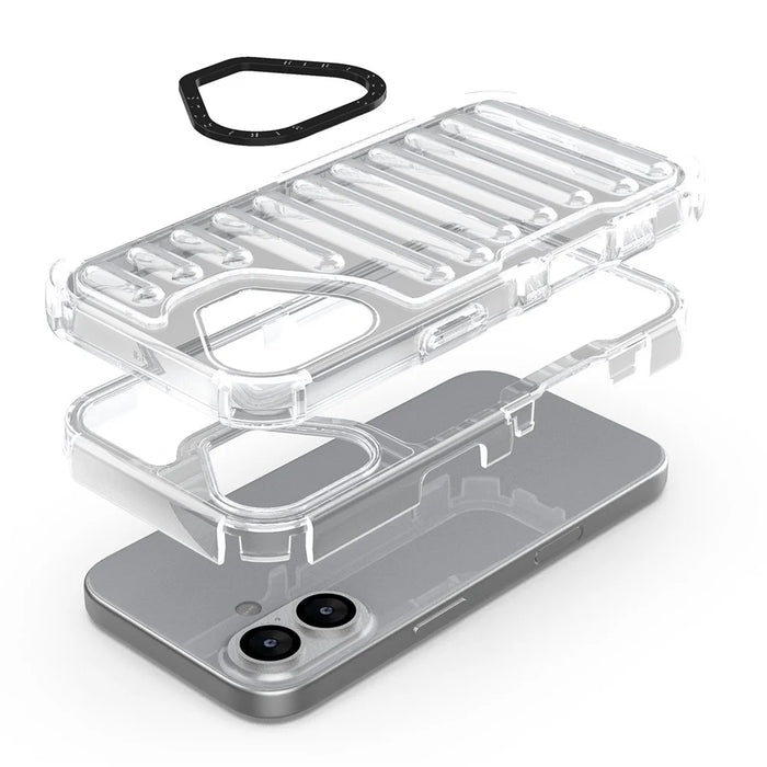 For iPhone 17 Case Stripe Design Anti-Slip Detachable TPU + PC Phone Cover - Transparent - 5