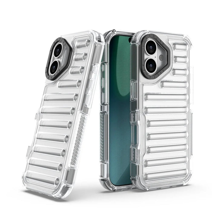 For iPhone 17 Case Stripe Design Anti-Slip Detachable TPU + PC Phone Cover - Transparent - 6