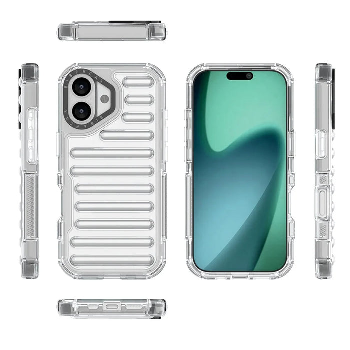 For iPhone 17 Case Stripe Design Anti-Slip Detachable TPU + PC Phone Cover - Transparent - 7