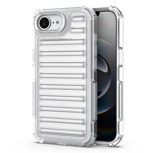 For iPhone 17e / 16e Case Stripe Design Anti-Slip Detachable TPU + PC Phone Cover - Transparent - 1