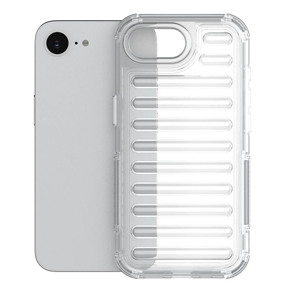 For iPhone 17e / 16e Case Stripe Design Anti-Slip Detachable TPU + PC Phone Cover - Transparent - 2