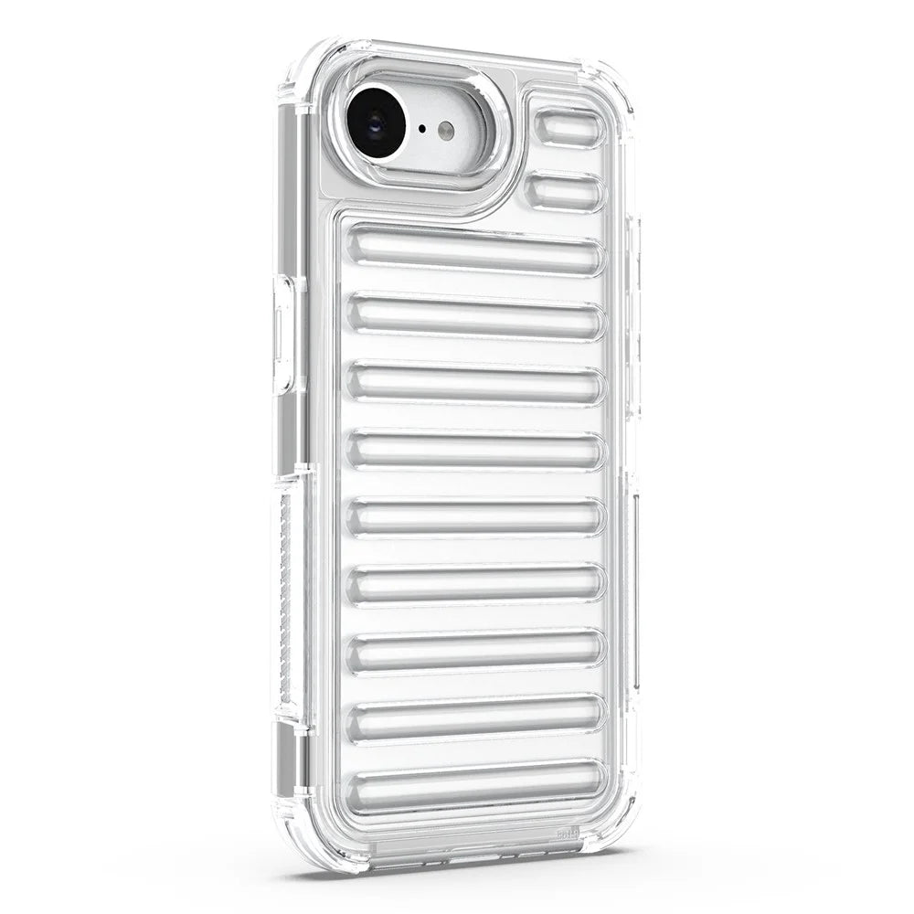 For iPhone 17e / 16e Case Stripe Design Anti-Slip Detachable TPU + PC Phone Cover - Transparent - 3