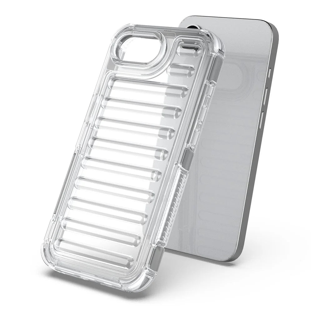 For iPhone 17e / 16e Case Stripe Design Anti-Slip Detachable TPU + PC Phone Cover - Transparent - 4