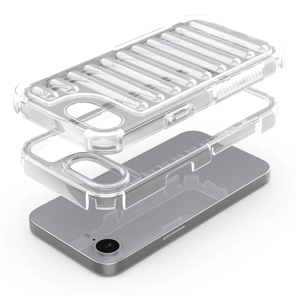 For iPhone 17e / 16e Case Stripe Design Anti-Slip Detachable TPU + PC Phone Cover - Transparent - 5