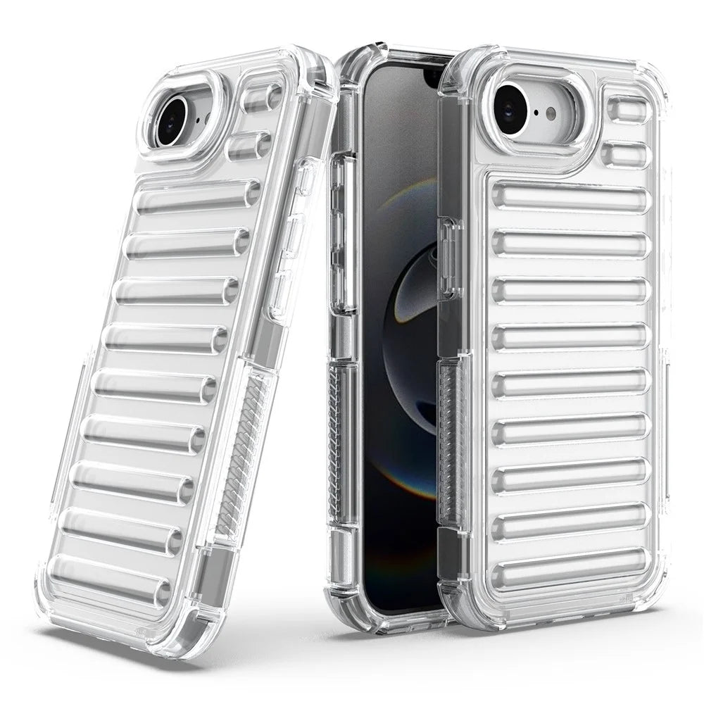 For iPhone 17e / 16e Case Stripe Design Anti-Slip Detachable TPU + PC Phone Cover - Transparent - 6