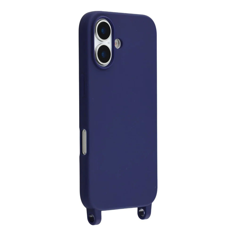 For iPhone 17 Case Soft TPU Protective Phone Cover with Lanyard Holes - Dark Blue - 1