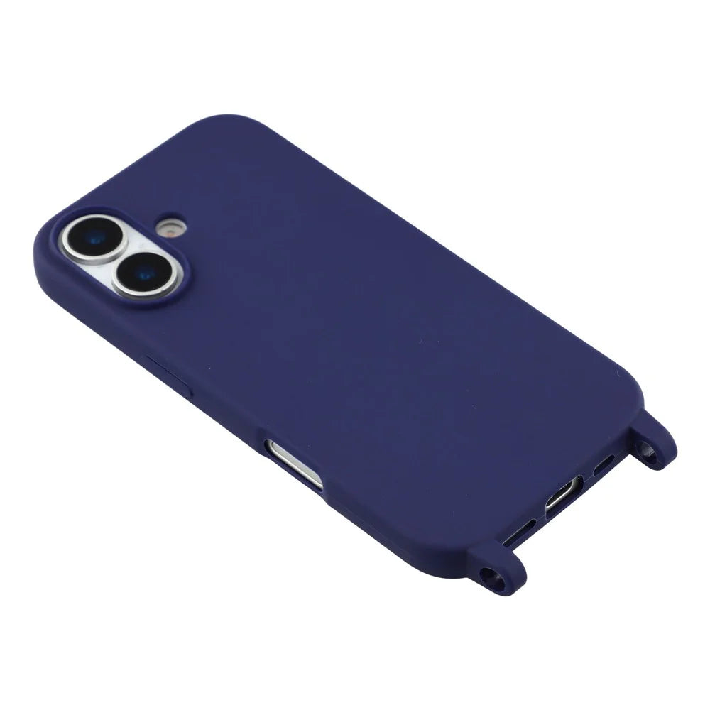 For iPhone 17 Case Soft TPU Protective Phone Cover with Lanyard Holes - Dark Blue - 4