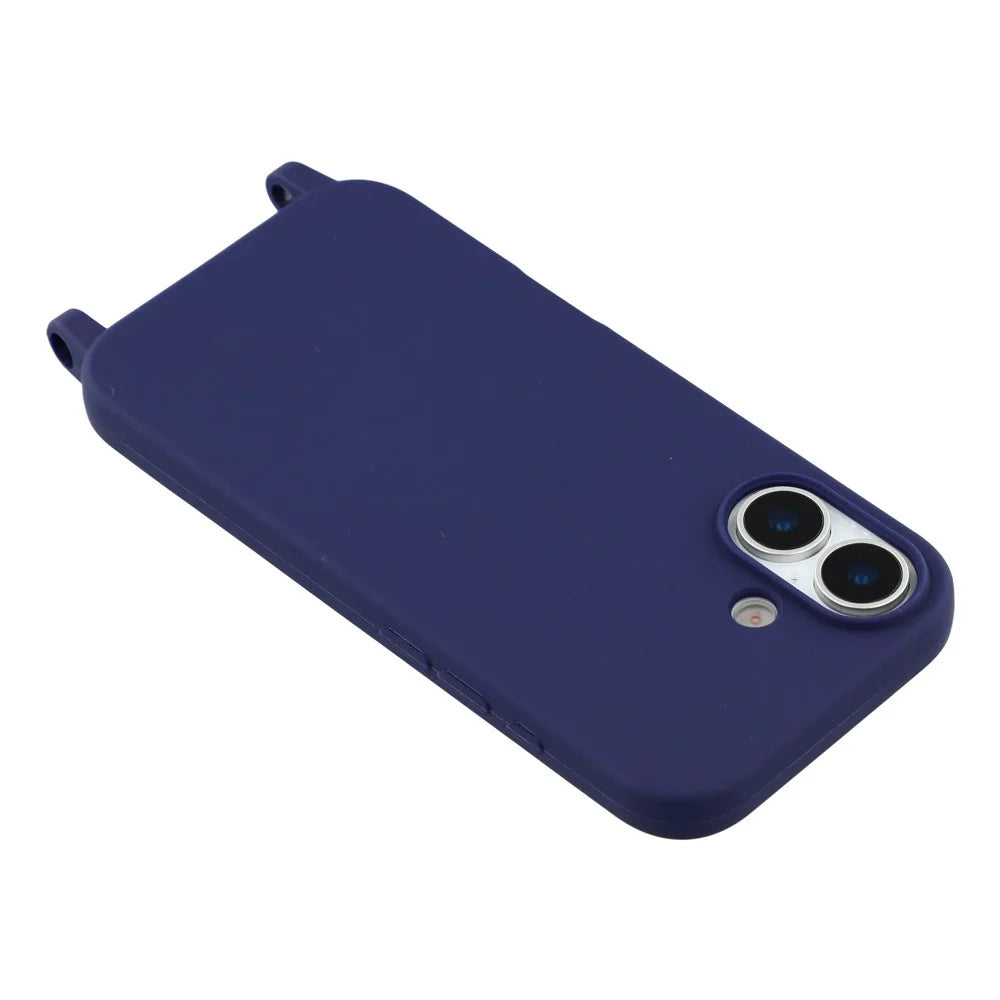 For iPhone 17 Case Soft TPU Protective Phone Cover with Lanyard Holes - Dark Blue - 5