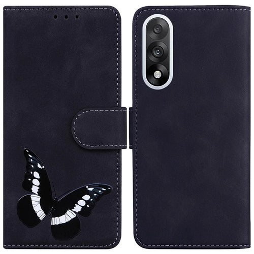For OnePlus Nord 5 5G / Ace 5 Ultra 5G Stand Case PU Leather Phone Cover Butterfly Printed - Black - 1