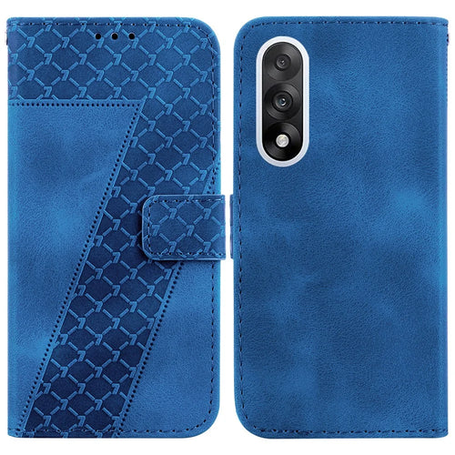 For OnePlus Nord 5 5G / Ace 5 Ultra 5G Stand Case 7-Shaped Pattern Imprint Leather Phone Cover with Strap - Dark Blue - 1