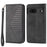 For Google Pixel 7 5G Rhombus Pattern Imprinted Calf Texture PU Leather Stand Case Magnetic Auto Closing Wallet Phone Cover with Strap - Black - 1