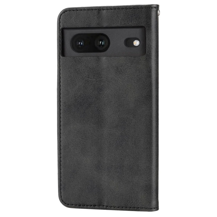 For Google Pixel 7 5G Rhombus Pattern Imprinted Calf Texture PU Leather Stand Case Magnetic Auto Closing Wallet Phone Cover with Strap - Black - 7