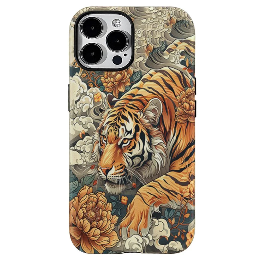 For iPhone 16 Pro Case Dual-Layer TPU + PC Phone Cover with Heat Transfer Animal Pattern - Style A - 1
