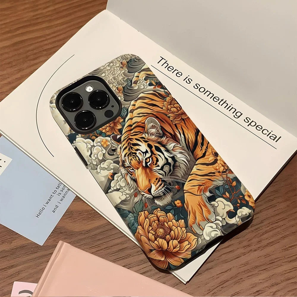 For iPhone 16 Pro Case Dual-Layer TPU + PC Phone Cover with Heat Transfer Animal Pattern - Style A - 2
