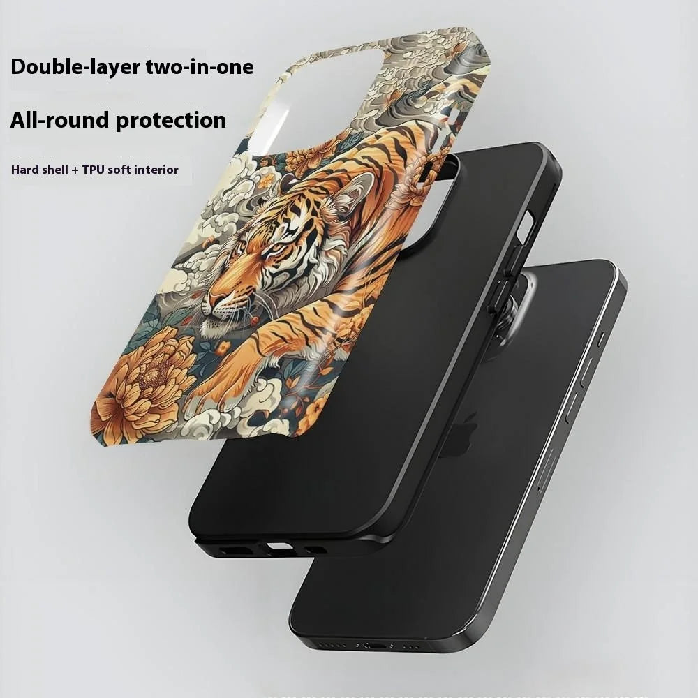 For iPhone 16 Pro Case Dual-Layer TPU + PC Phone Cover with Heat Transfer Animal Pattern - Style A - 3