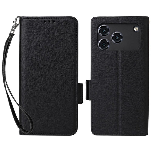 For ZTE Blade A36 / nubia A36 Case with Wrist Strap Litchi Texture PU Leather Wallet Phone Cover - Black - 1