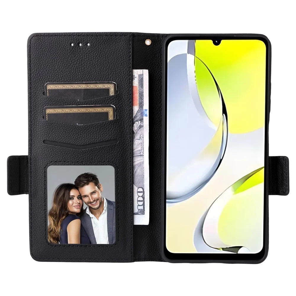 For ZTE Blade A36 / nubia A36 Case with Wrist Strap Litchi Texture PU Leather Wallet Phone Cover - Black - 2