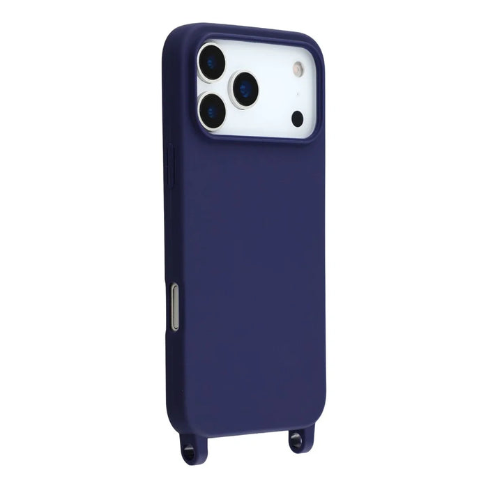 For iPhone 17 Pro Case TPU Soft Shockproof Phone Cover with Adjustable Lanyard - Dark Blue - 3