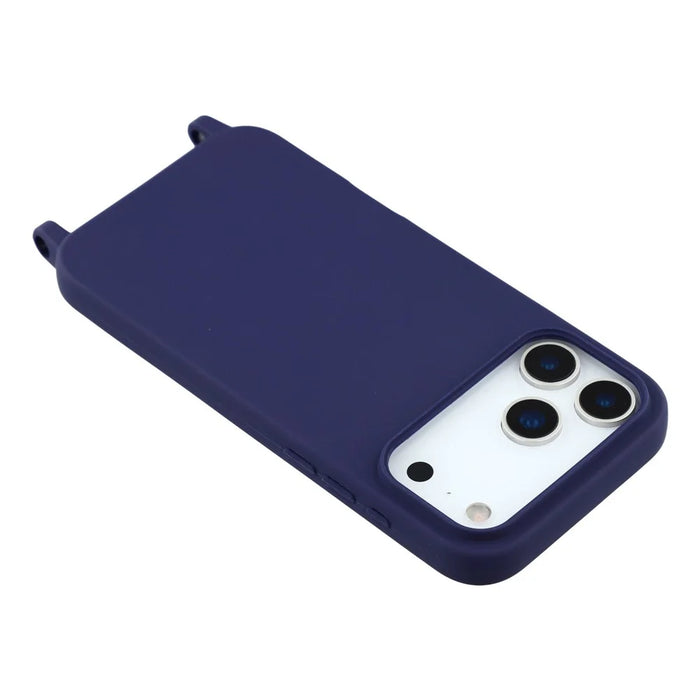 For iPhone 17 Pro Case TPU Soft Shockproof Phone Cover with Adjustable Lanyard - Dark Blue - 5