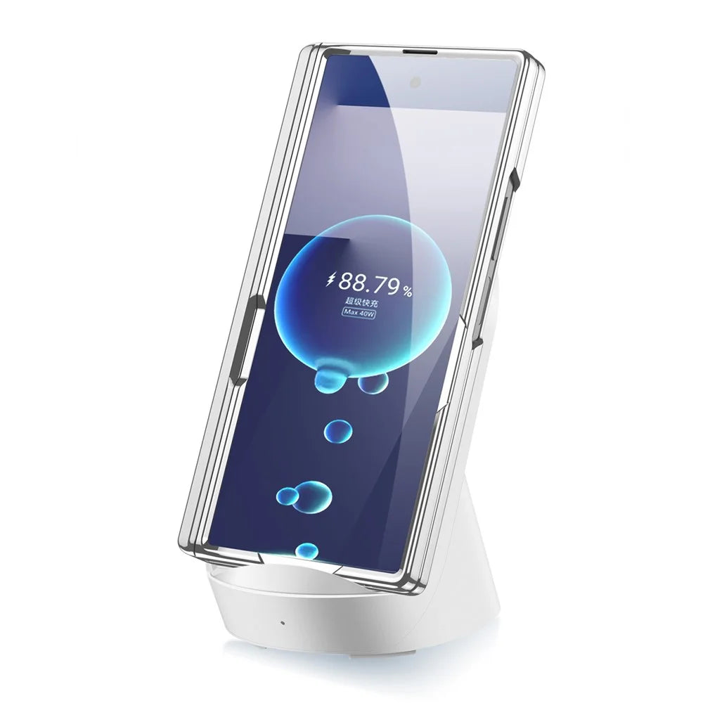 GKK For Samsung Galaxy Z Fold7 5G Crystal Clear Case Magnetic Hinge Protection PC Tempered Glass Kickstand Phone Cover - Silver - 3