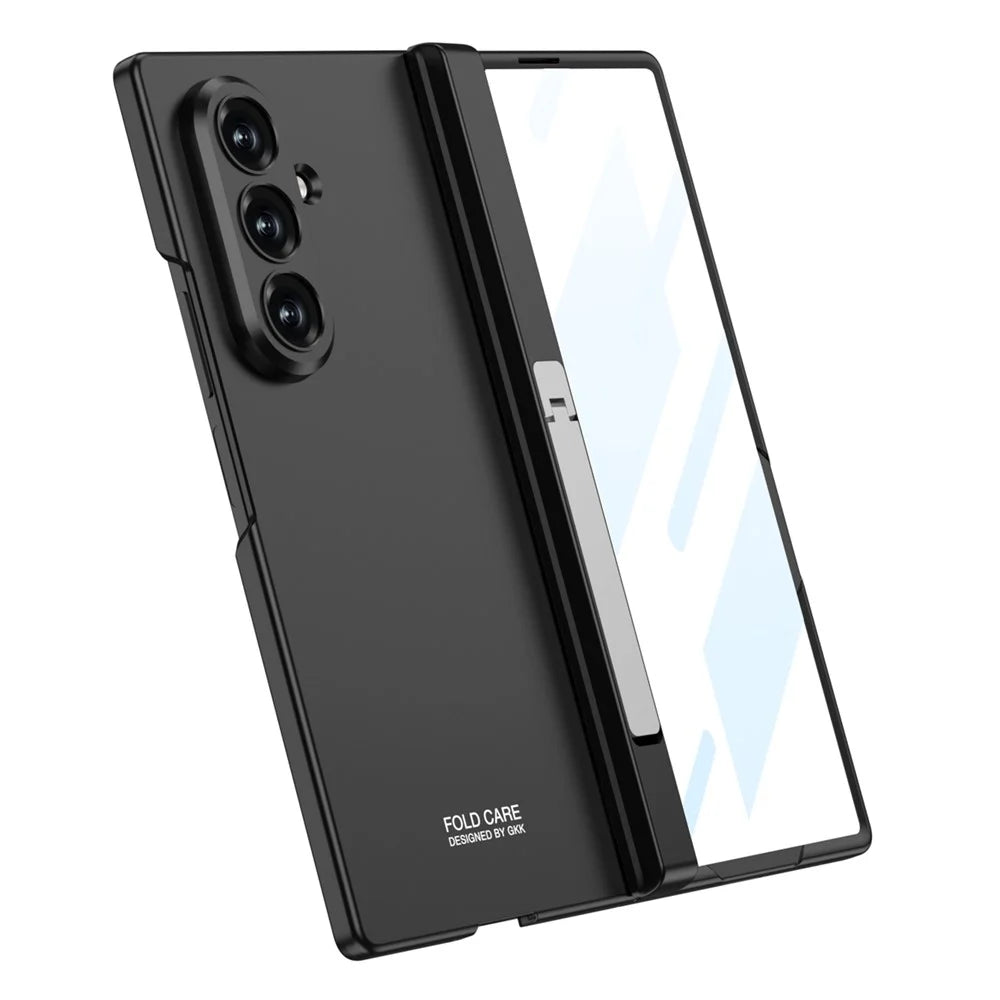 GKK For Samsung Galaxy Z Fold7 5G Case Magnetic Hinge Protection PC + Tempered Glass Kickstand Phone Cover - Black - 2
