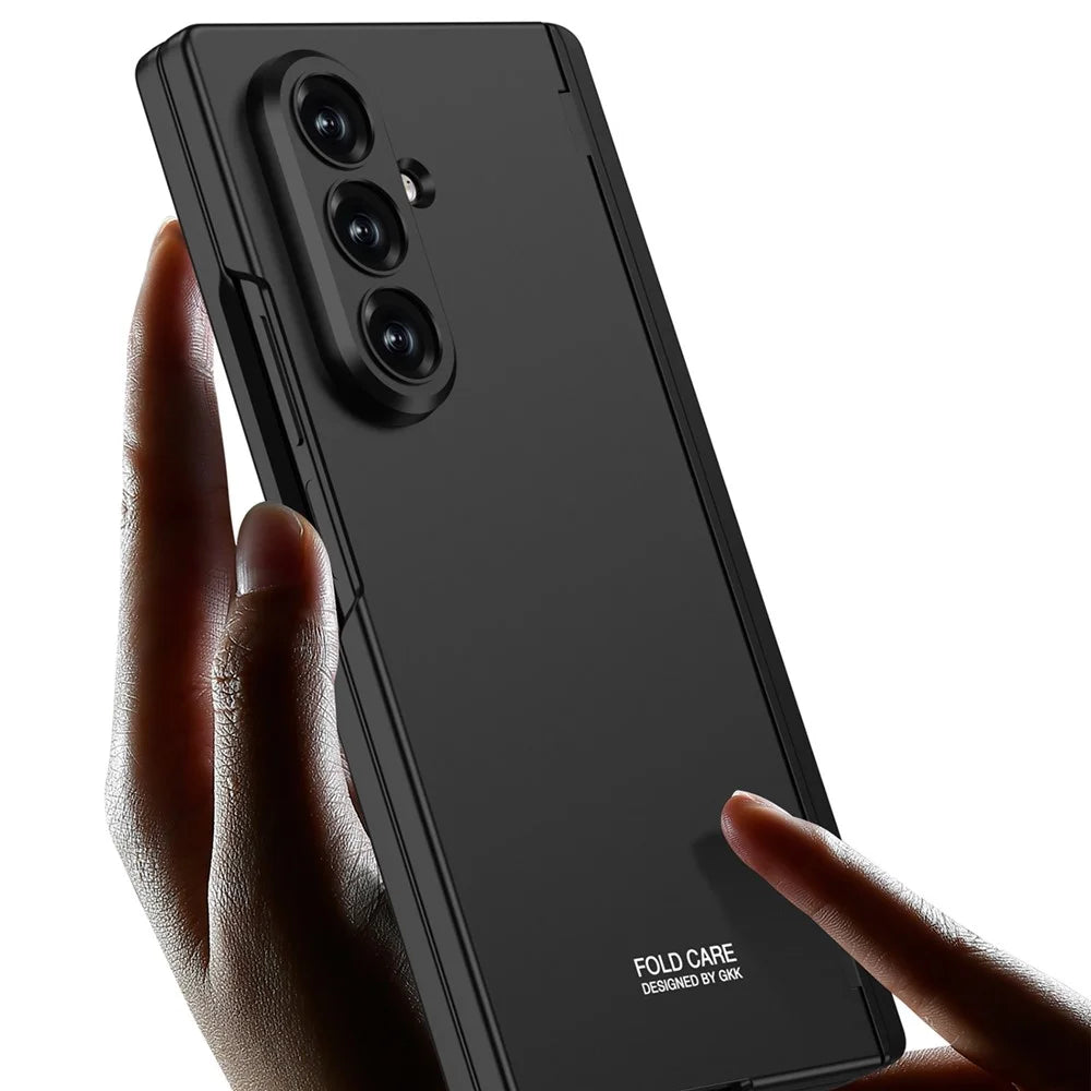 GKK For Samsung Galaxy Z Fold7 5G Case Magnetic Hinge Protection PC + Tempered Glass Kickstand Phone Cover - Black - 3