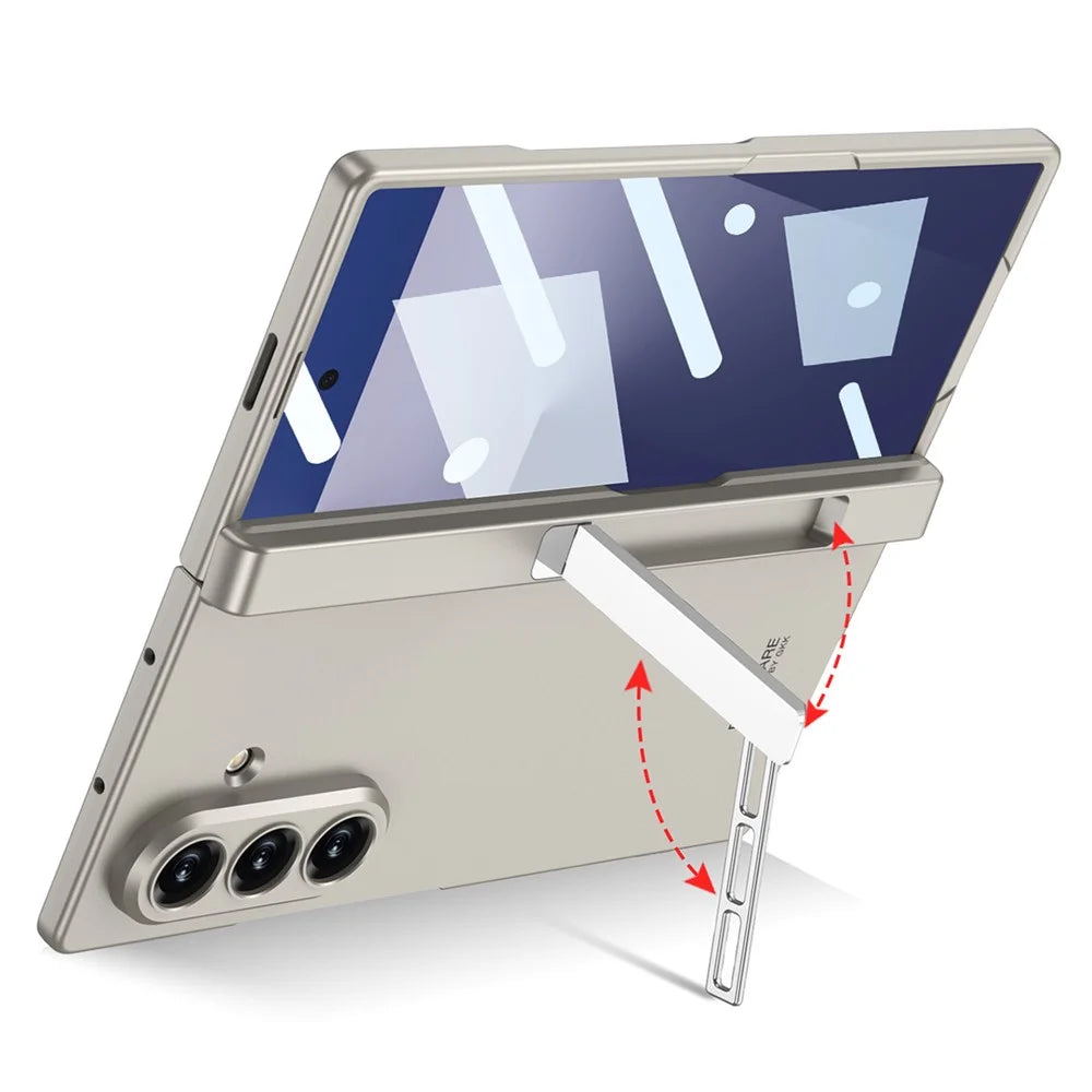 GKK For Samsung Galaxy Z Fold7 5G Case Magnetic Hinge Protection PC + Tempered Glass Kickstand Phone Cover - Black - 7