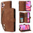 For iPhone 17 Case Zipper Wallet Multiple Card Slots Leather Phone Cover with Wrist Strap - Brown - 1