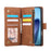 For iPhone 18 Pro / 17 Pro Case Zipper Wallet Multiple Card Slots Leather Phone Cover with Wrist Strap - Brown - 2