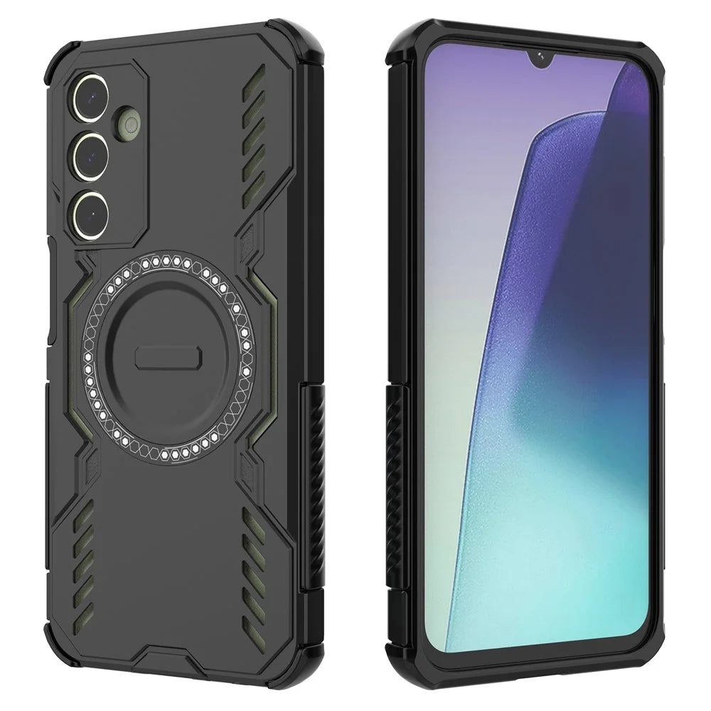 For Samsung Galaxy A25 5G (Global) (161.0mm) Magnetic Case Butterfly Armor Hollow Heat Dissipation PC + TPU Phone Cover - Black - 3