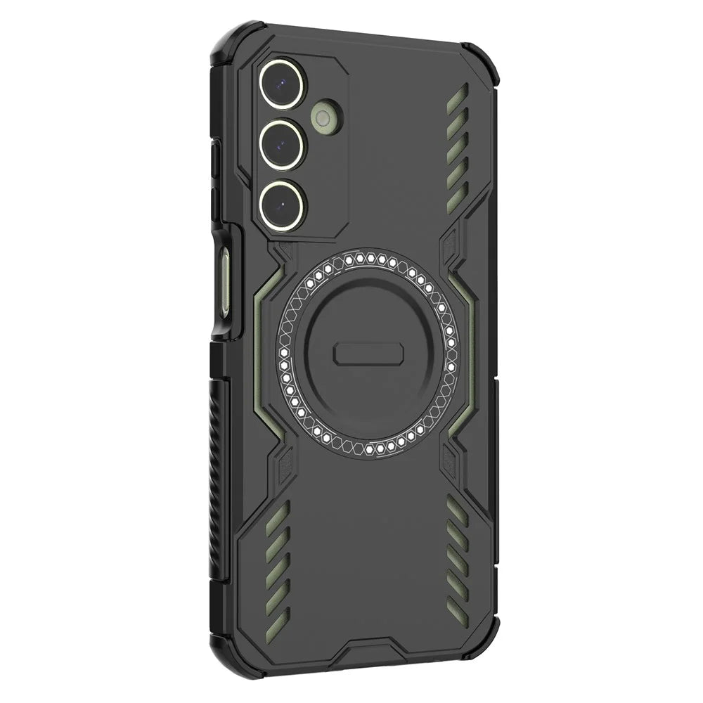 For Samsung Galaxy A25 5G (Global) (161.0mm) Magnetic Case Butterfly Armor Hollow Heat Dissipation PC + TPU Phone Cover - Black - 4