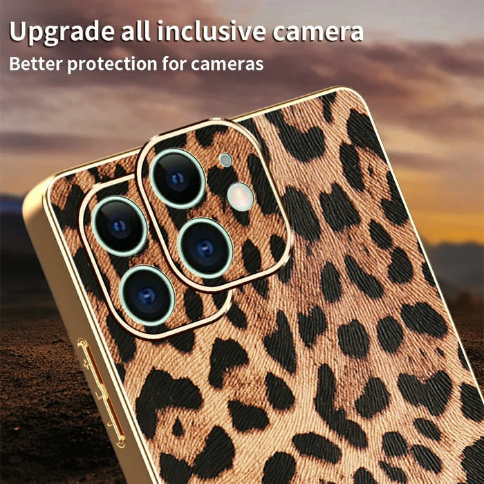 For iPhone 11 Case Leopard Print PU Leather Coated PC + TPU Electroplating Phone Cover - 4