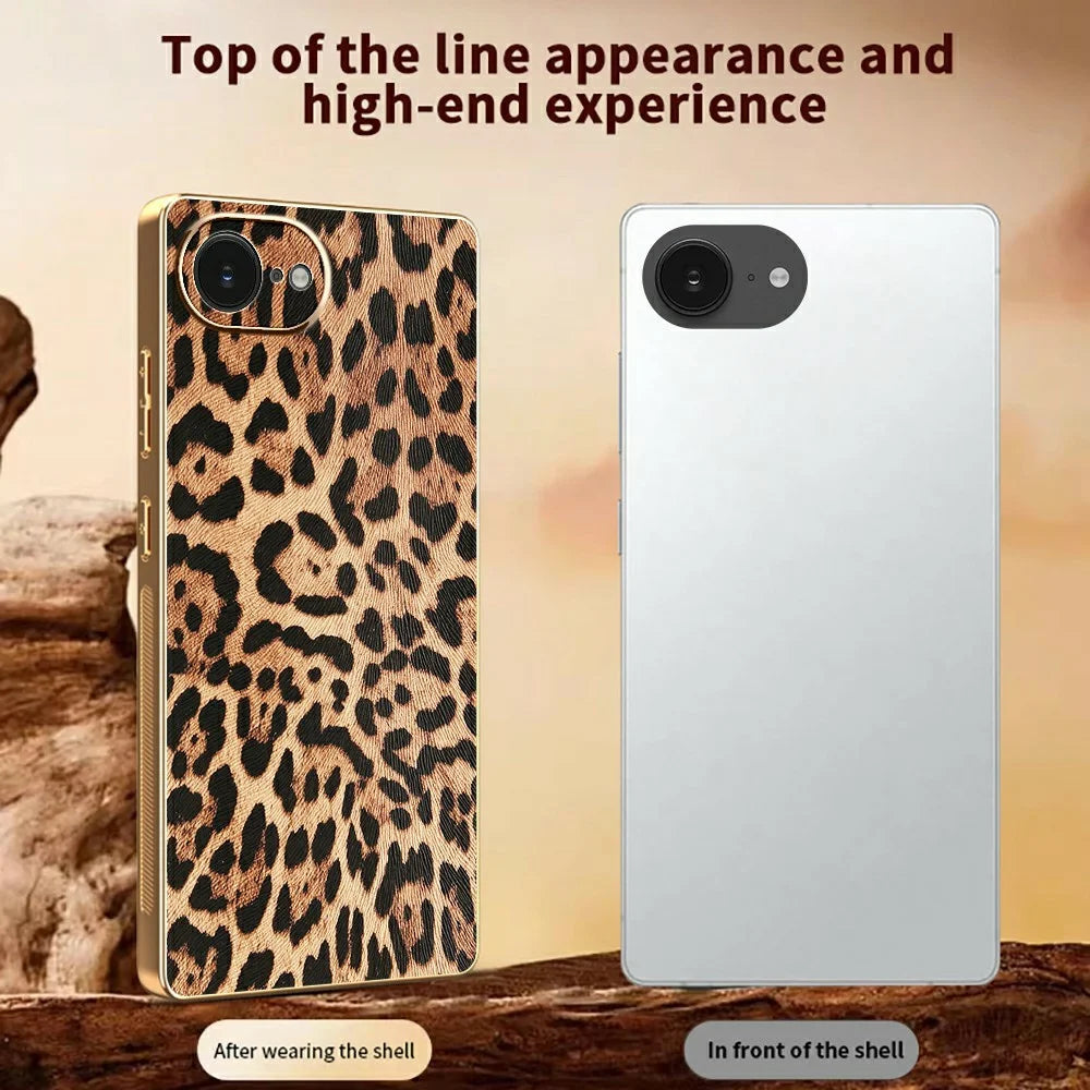 For iPhone 17e / 16e Case Leopard Print PU Leather Coated PC + TPU Electroplating Phone Cover - 3