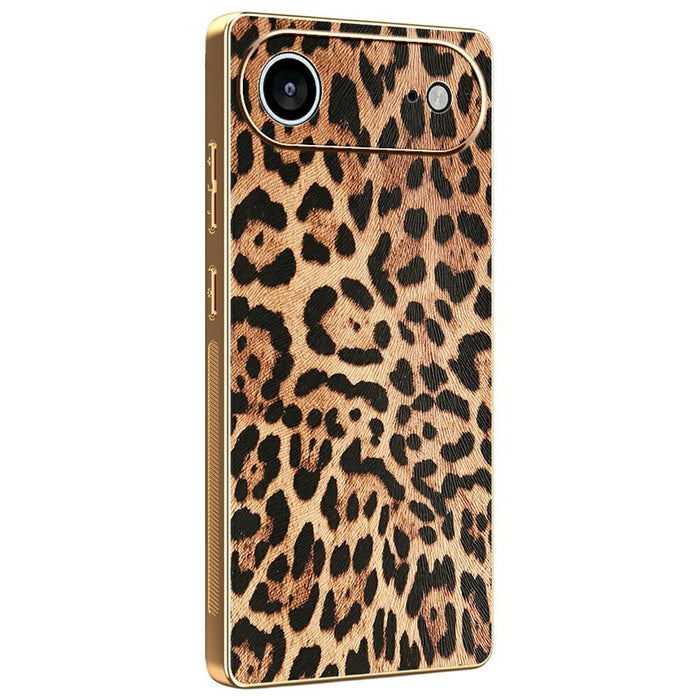For iPhone Air Case Leopard Print PU Leather Coated PC + TPU Electroplating Phone Cover - 1