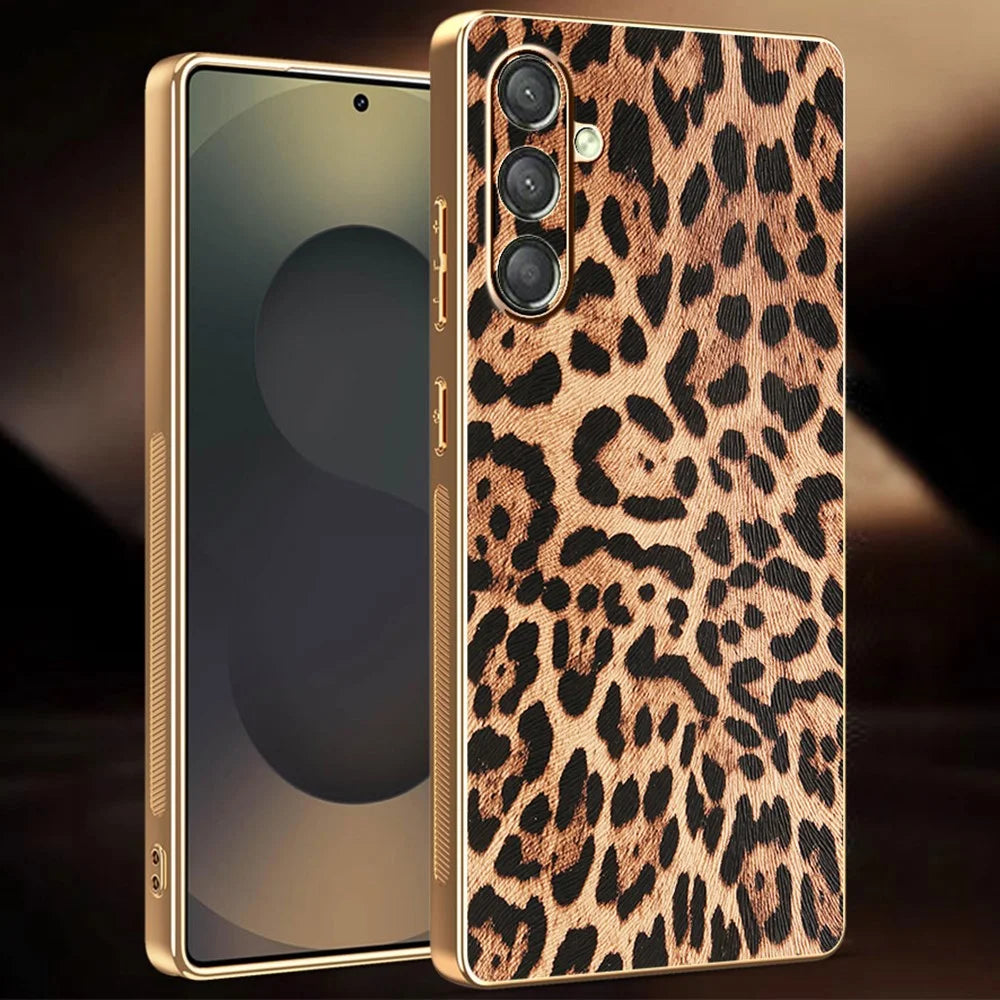 For Samsung Galaxy A14 4G / 5G Case Leopard Print PU Leather Coated PC + TPU Electroplating Phone Cover - 2