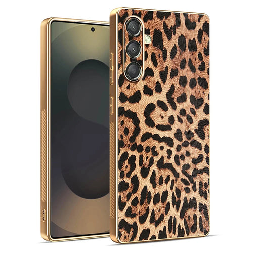 For Samsung Galaxy A18 5G / A18 4G / A17 5G / A17 4G Case Leopard Print PU Leather Coated PC + TPU Electroplating Phone Cover - 1