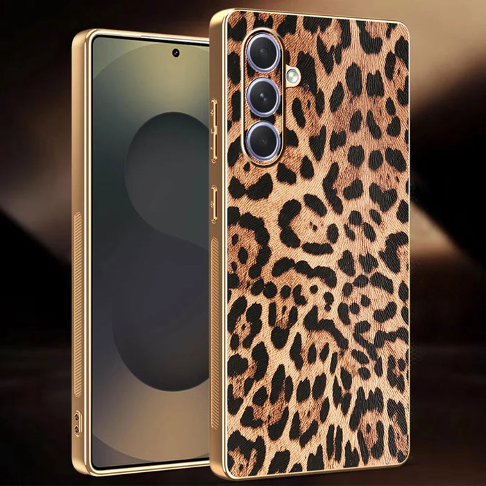 For Samsung Galaxy A54 5G Case Leopard Print PU Leather Coated PC + TPU Electroplating Phone Cover - 2