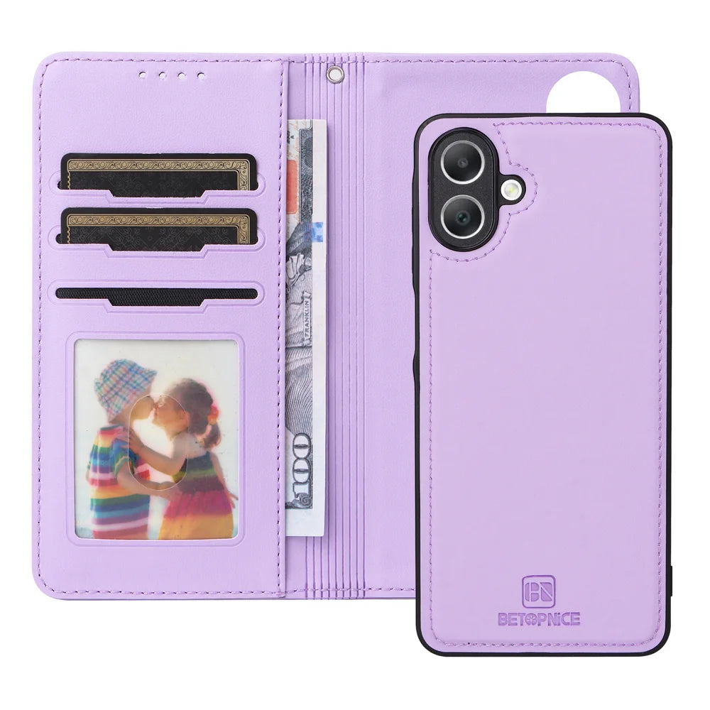 BETOPNICE For Samsung Galaxy A08 5G / A08 4G / A07 4G Magnetic Case  Detachable PU Leather Phone Cover with Strap - Purple - 6