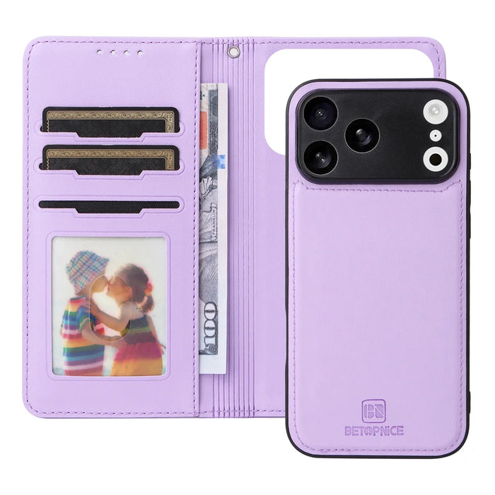 BETOPNICE For iPhone 18 Pro Max / 17 Pro Max Magnetic Case  Detachable PU Leather Phone Cover with Strap - Purple - 6