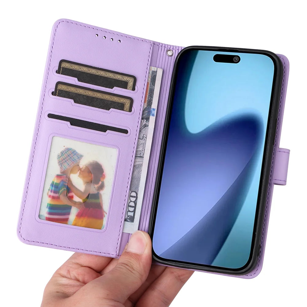 BETOPNICE For iPhone Air Magnetic Case  Detachable PU Leather Phone Cover with Strap - Purple - 7