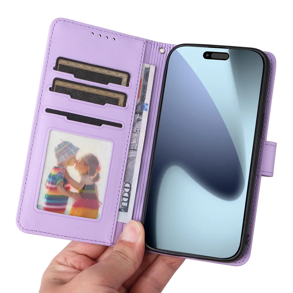 BETOPNICE For iPhone 18 Pro / 17 Pro Magnetic Case  Detachable PU Leather Phone Cover with Strap - Purple - 7