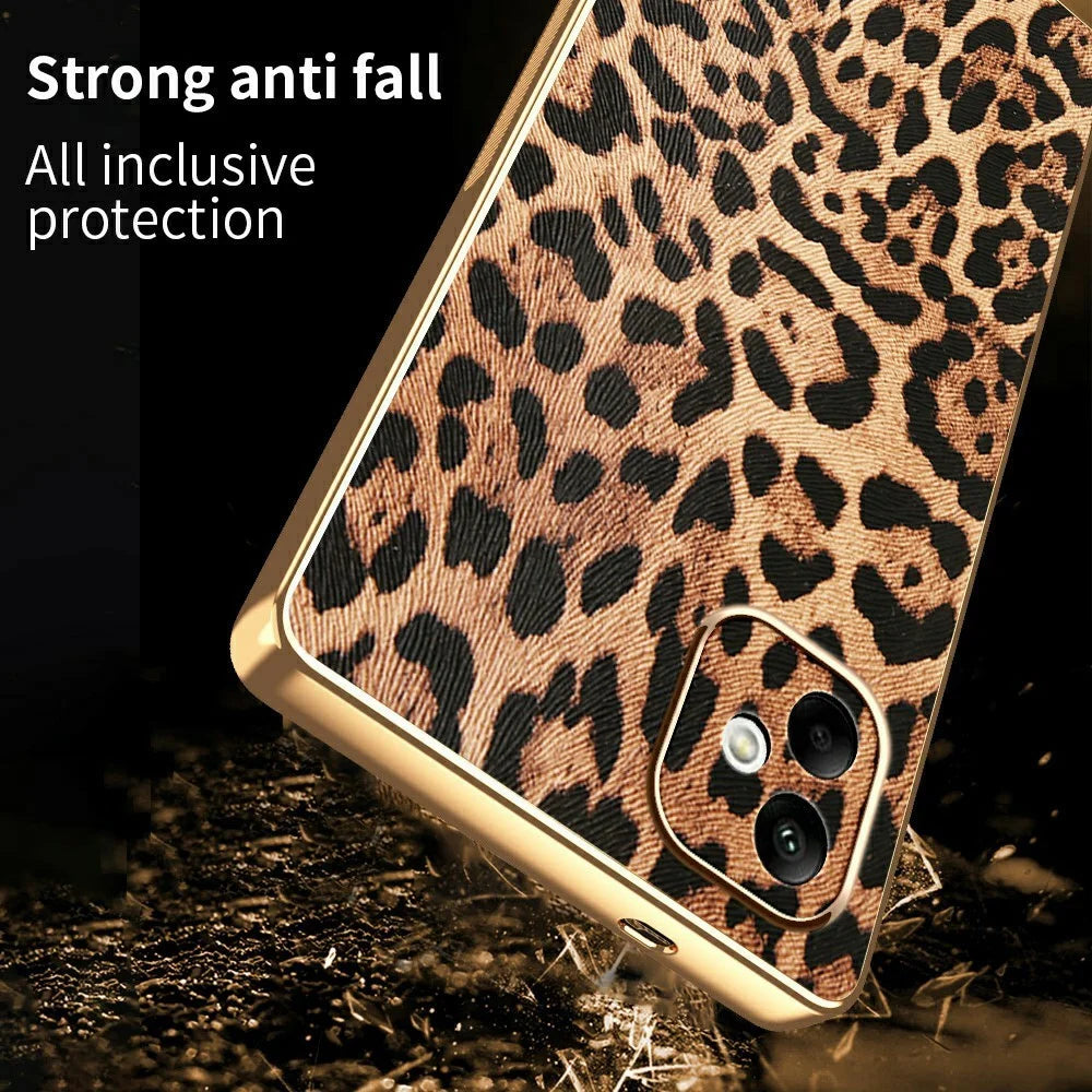 For Samsung Galaxy A05 4G Case Leopard Print PU Leather Coated PC + TPU Electroplating Phone Cover - 2