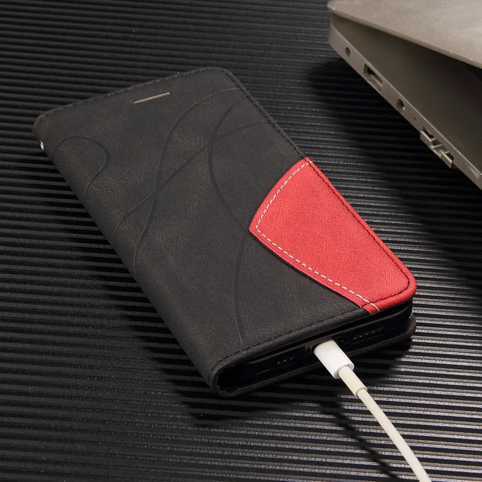 For Nothing CMF Phone 2 Pro Leather Phone Case Stand Wallet with Bi-colour Splicing Design - Black - 5