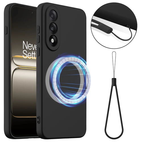 For OnePlus Nord 5 5G Magnetic Case Anti-Drop Liquid Silicone Phone Cover - Black - 1