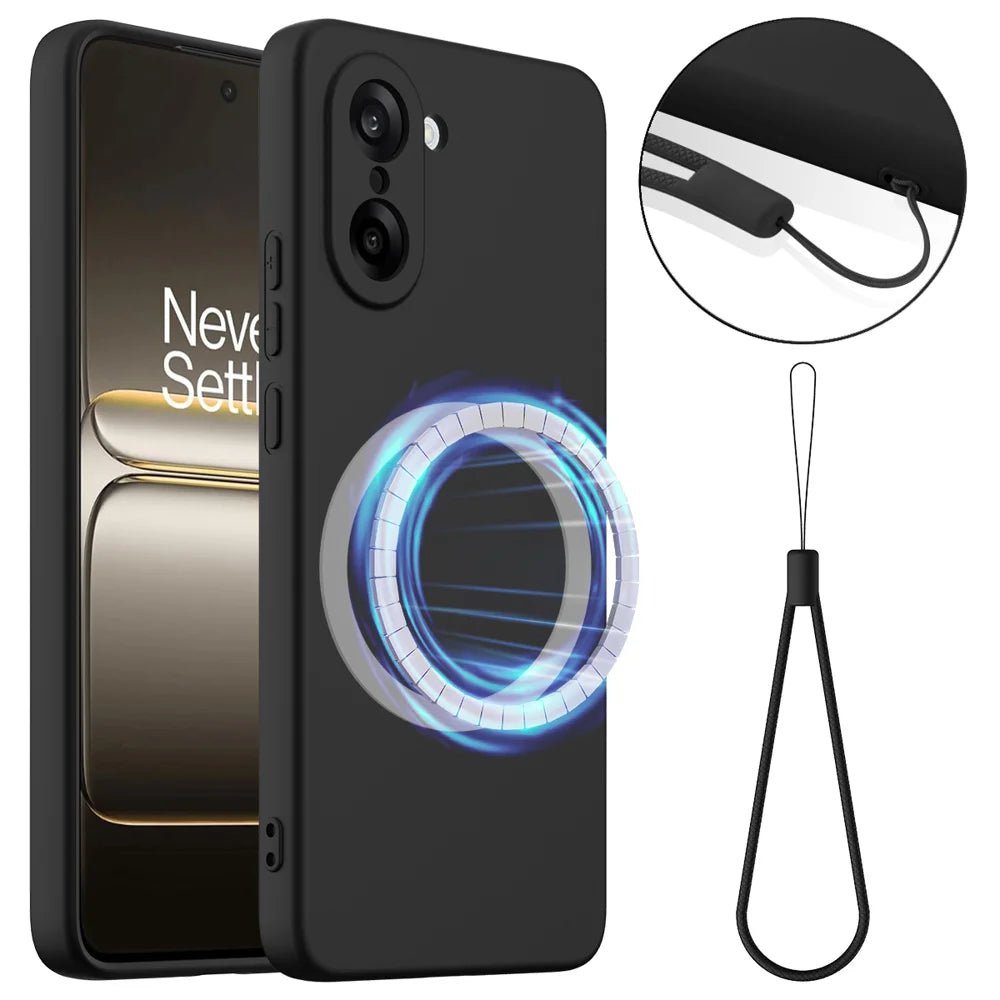 For OnePlus Nord CE5 5G Magnetic Case Anti-Drop Liquid Silicone Phone Cover - Black - 1