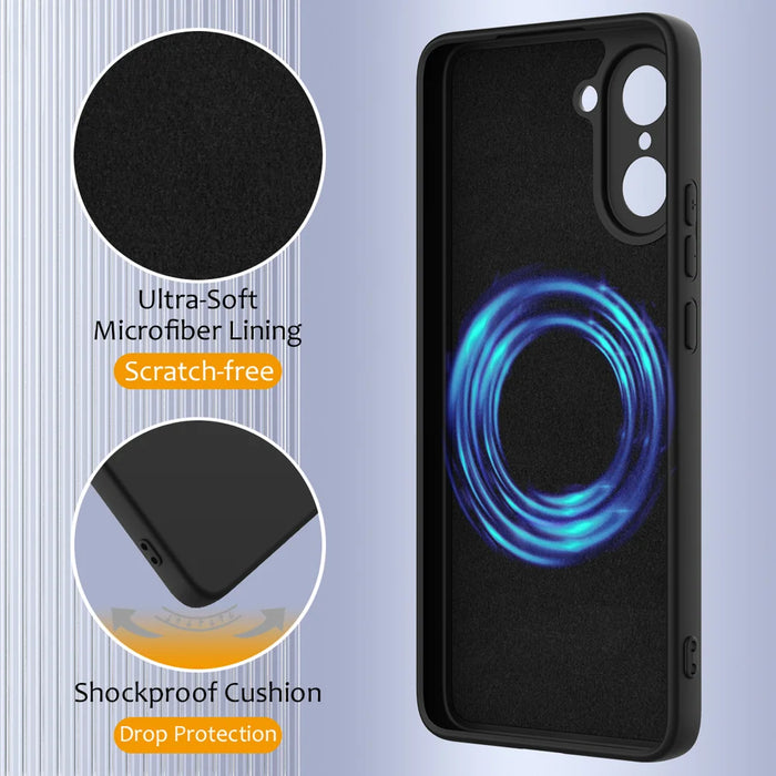 For OnePlus Nord CE5 5G Magnetic Case Anti-Drop Liquid Silicone Phone Cover - Black - 7
