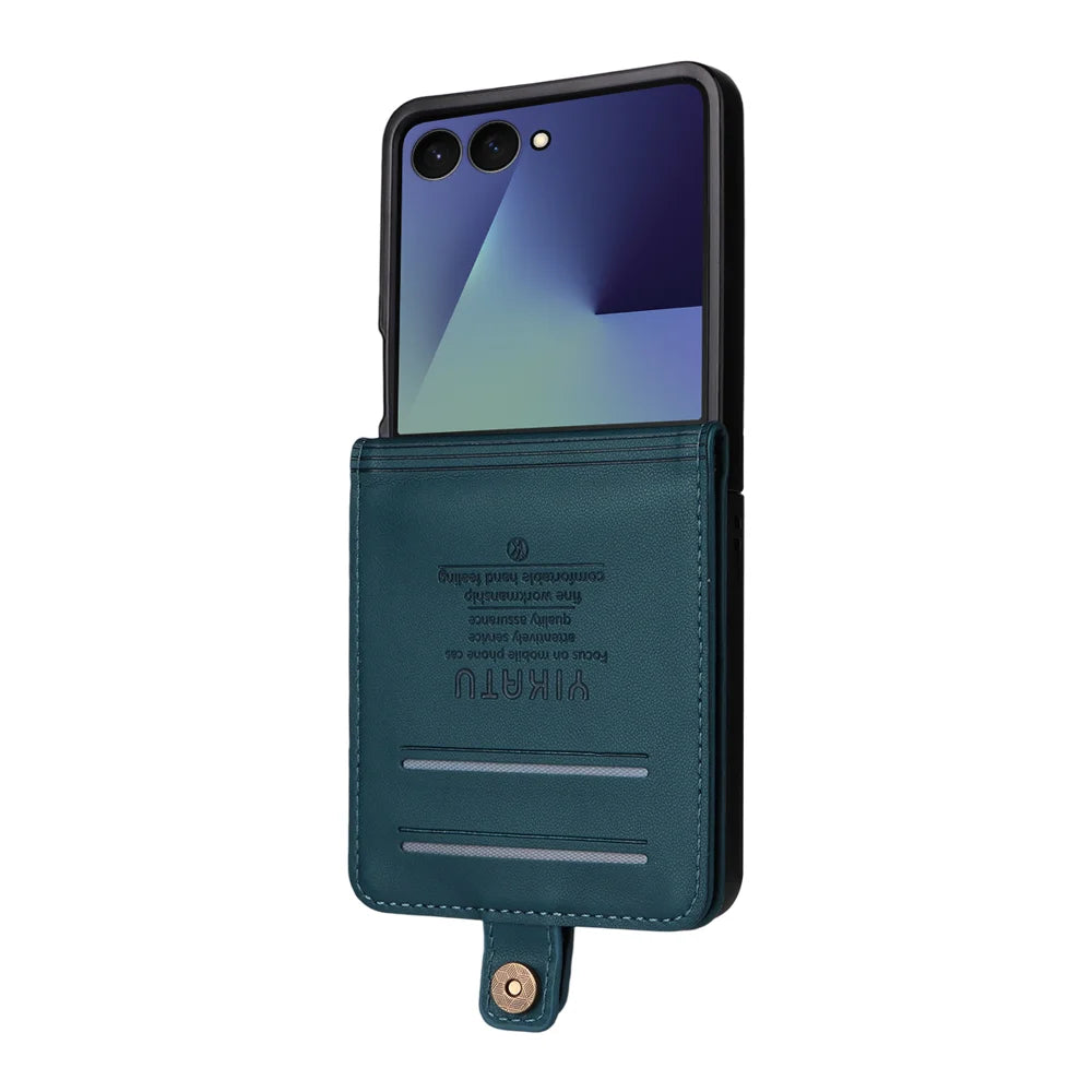 YIKATU For Samsung Galaxy Z Flip7 5G Phone Cases  Magnetic Closure PU Leather Mobile Cover - Green - 4