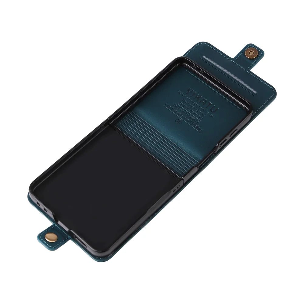 YIKATU For Samsung Galaxy Z Flip7 5G Phone Cases  Magnetic Closure PU Leather Mobile Cover - Green - 6